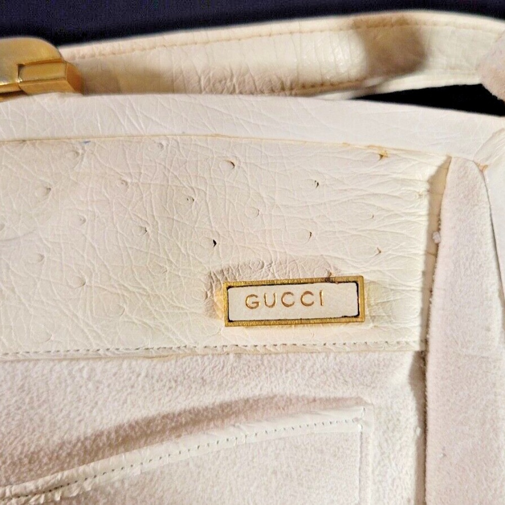 Extremely Rare Ivory White Ostrich Leather Gucci Bag from 1963 - Picture 10 of 13